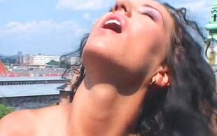 Lucky curly busty girl gets her cunt pleased twice outdoors and in
