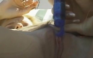 Insanely open minded blonde lets her girlfriend caress her near pool