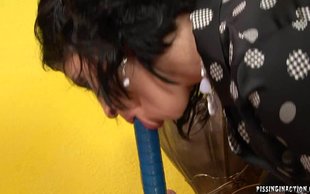 This hardcore lesbian blonde licks to get piss in her mouth