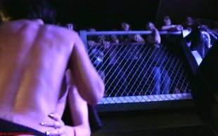 Two drunk and horny lesbians are fucking in front of a crowd