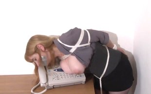 Naughty office slut is getting bonded by her horny sexy boss